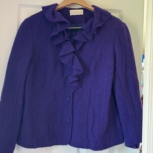 Women's Purple Ruffle Collar Coat